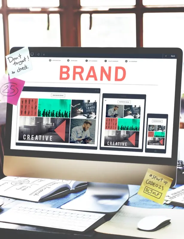 brand graphics displayed on a monitor screen reflecting beginners guide to branding