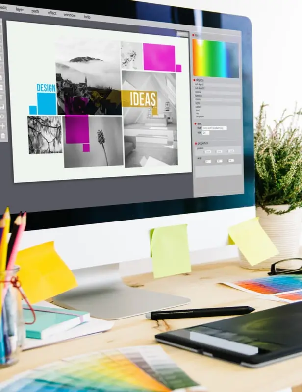 graphic design trends of 2022 on a monitor screen