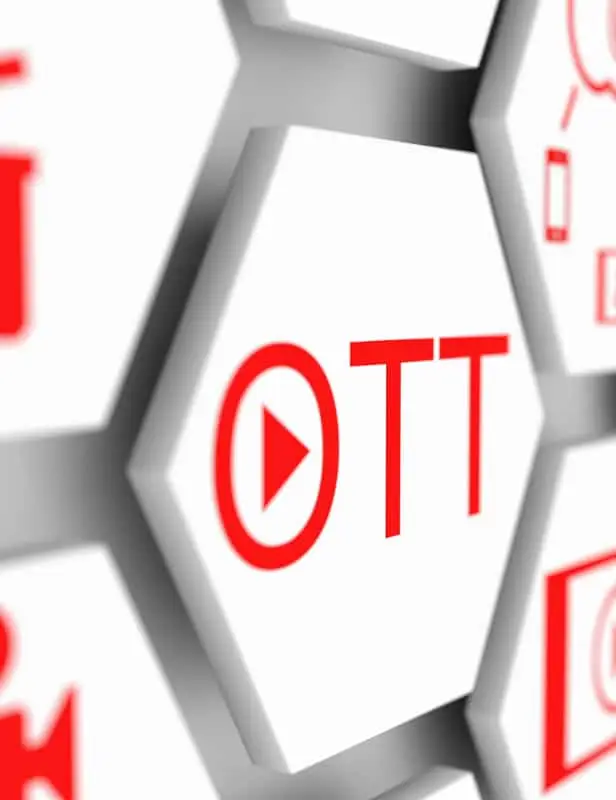 ott word written on hexagon shaped button representing ott streaming ads