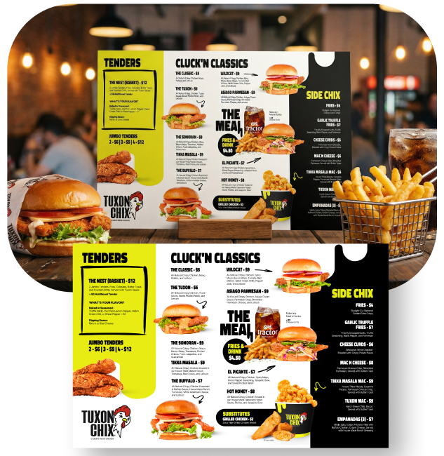 Tuxon Chix Menus Design